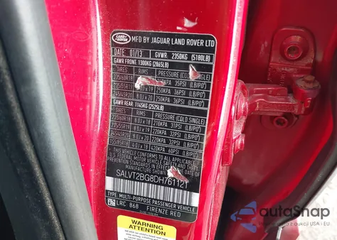 2013 Land Rover Range Rover Evoque Pure from USA, damaged, VIN SALVT2BG8DH761121